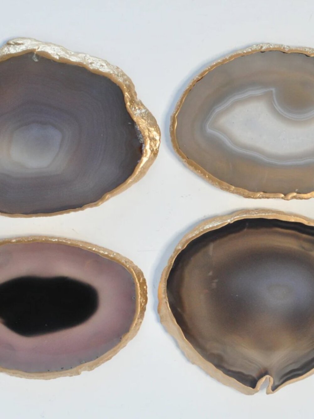 West Elm Gilded Agate Coasters, Gray, Set of 4 - Picture 2 of 3